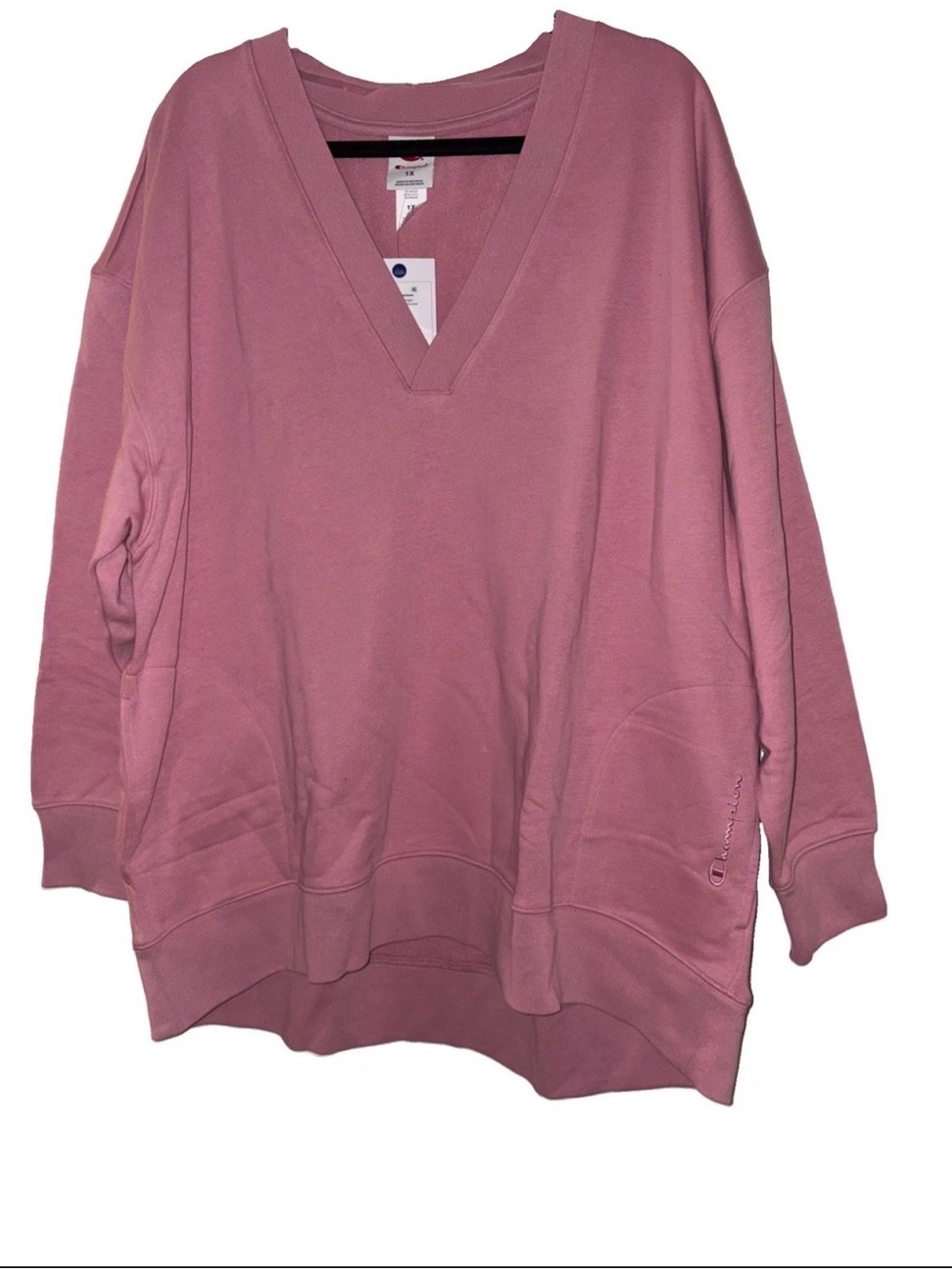 Champion Gameday Deep V Tunic Women's Size 1X Side Pockets Cosmic Pink New